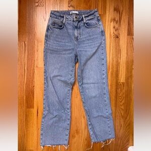 Zara Light Blue High-waisted Straight Leg Jeans